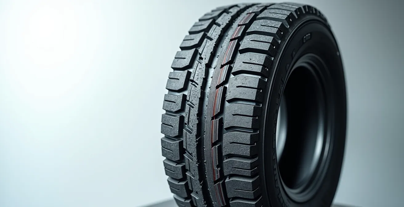 Coupe transversale d'un pneu montrant les différentes couches d'usure